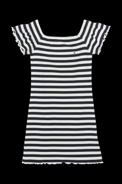 Tommy Hilfiger Klanning Off Shoulder Stripe Dress S/S Clearance
